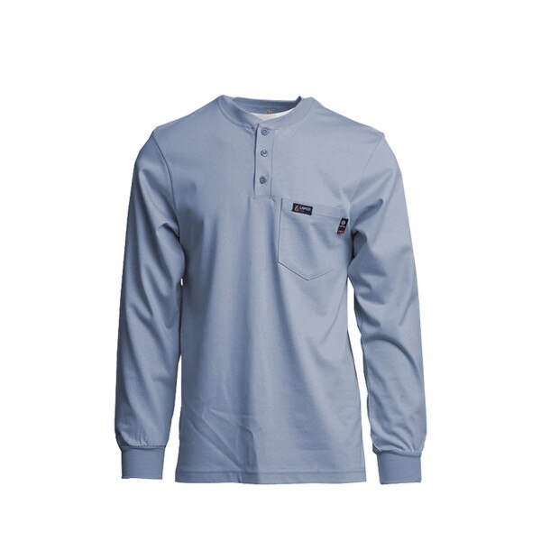 LAPCO 7 oz FR Henley Long Sleeve Shirt in Medium Blue